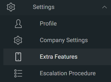 Extra Features is under the Settings section of the sidebar